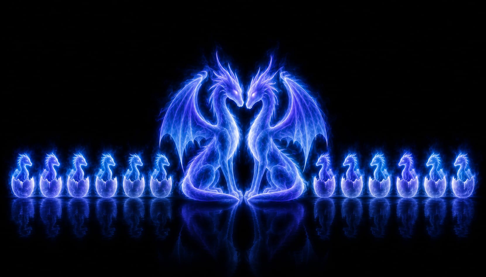 Zwei blaue Drachen