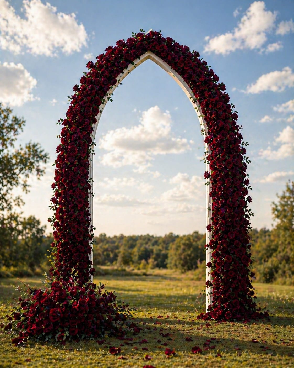 Bogen aus roten Rosen