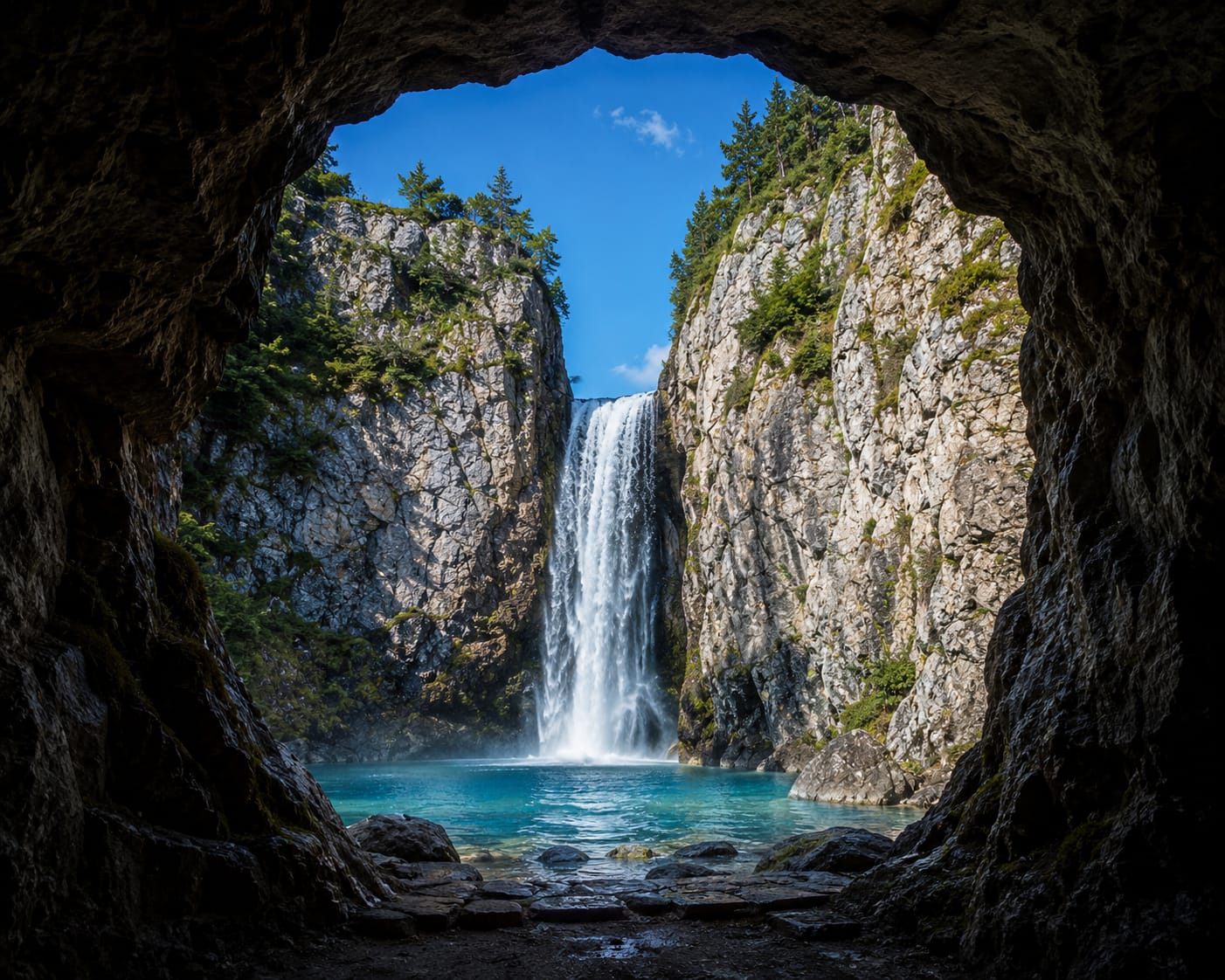 Wasserfall in einer Höhle